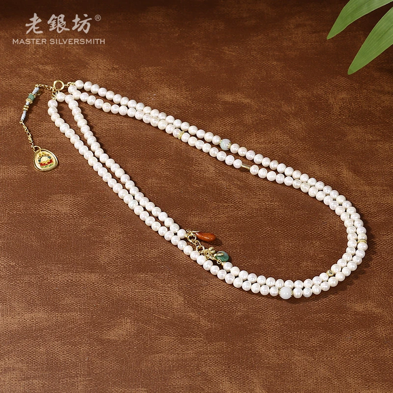 【老银坊】s925银珍珠宝宝佛牌项链（多戴）0021311