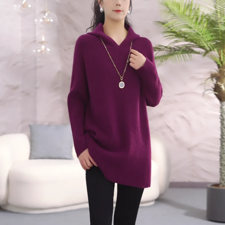 【长袖连帽款6】2024秋冬新款减龄款连帽毛衣加厚保暖亲肤软糯