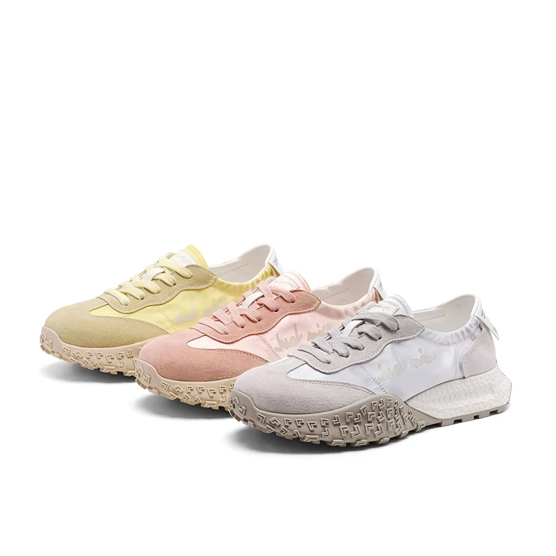 银河律动缎面透气2024新款潮流时尚百搭厚底系带运动阿甘鞋女