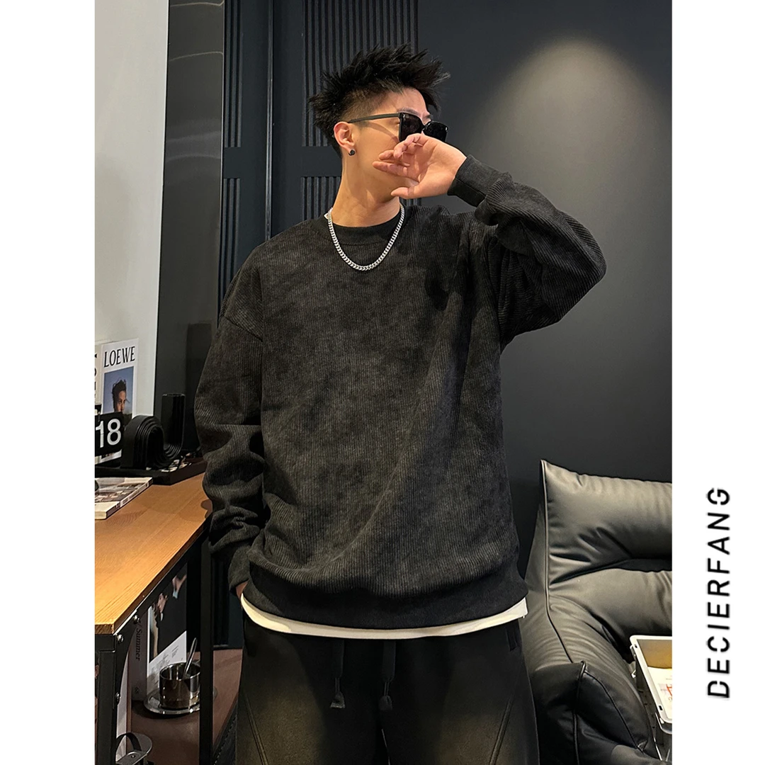 01-863卫衣冬季加厚重磅卫衣慵懒风上衣服休闲宽松卫衣