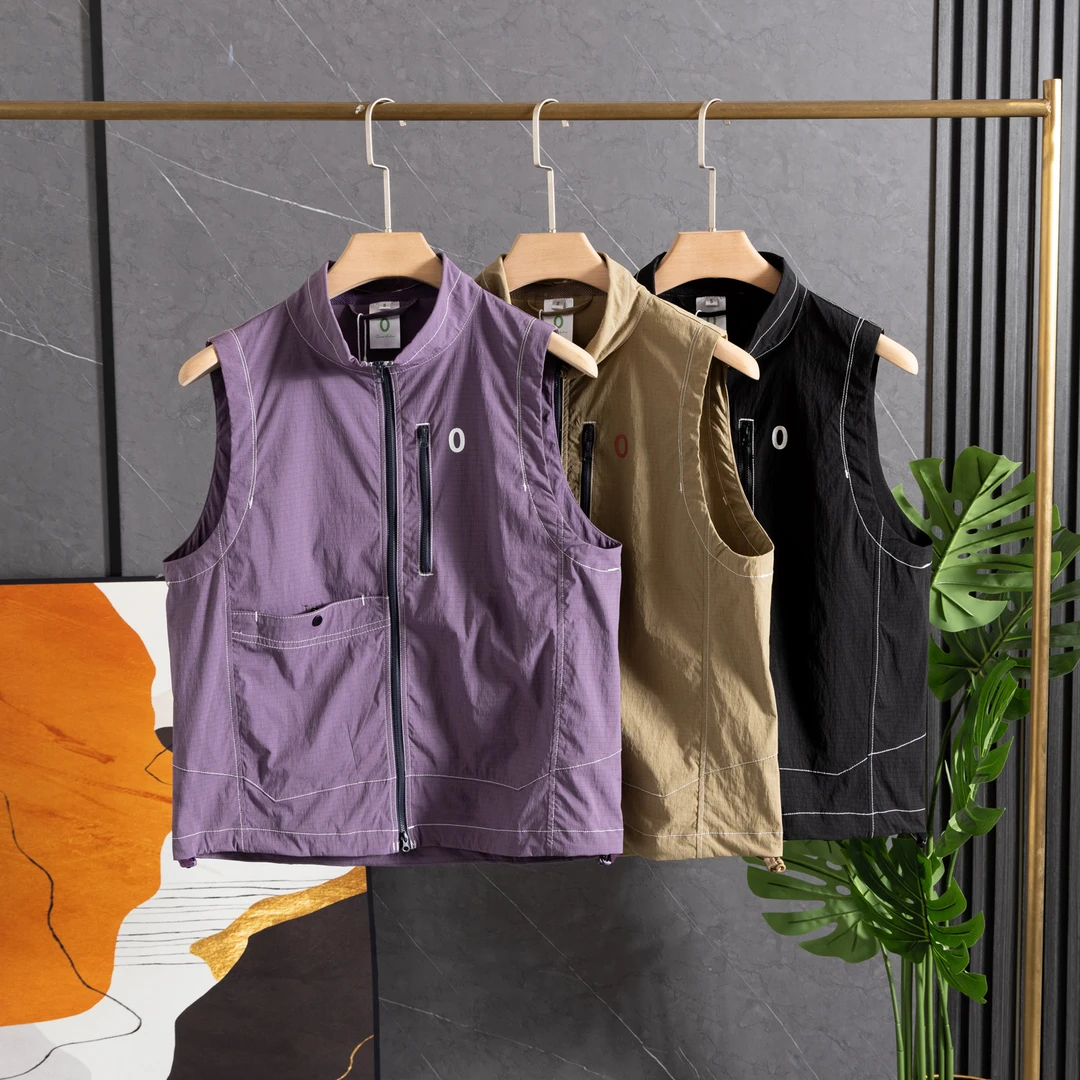 24款夏季休闲防泼水格子立领马甲（2023-21）