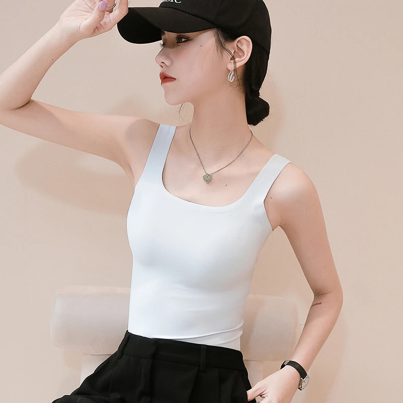 美背小吊带背心女内搭带胸垫文胸一体式抹胸内衣薄款打底夏季外穿