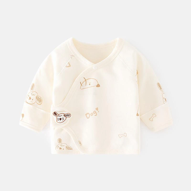 好听鸭新生婴儿内衣服无骨棉质春秋款魔术贴半背睡衣满月和尚服宝