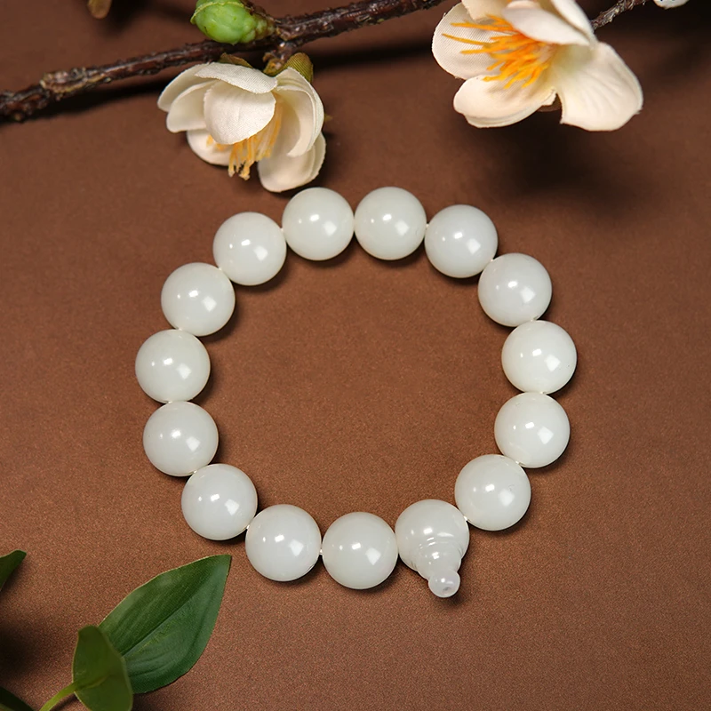 和田玉新疆米达料圆珠手串无结构气质百搭大师亲工可典可藏 01724