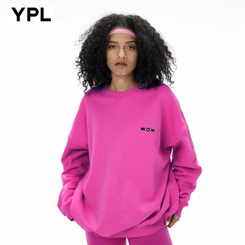 YPL 空气圆领卫衣套头秋冬休闲情侣女士加绒时尚百搭户外保暖