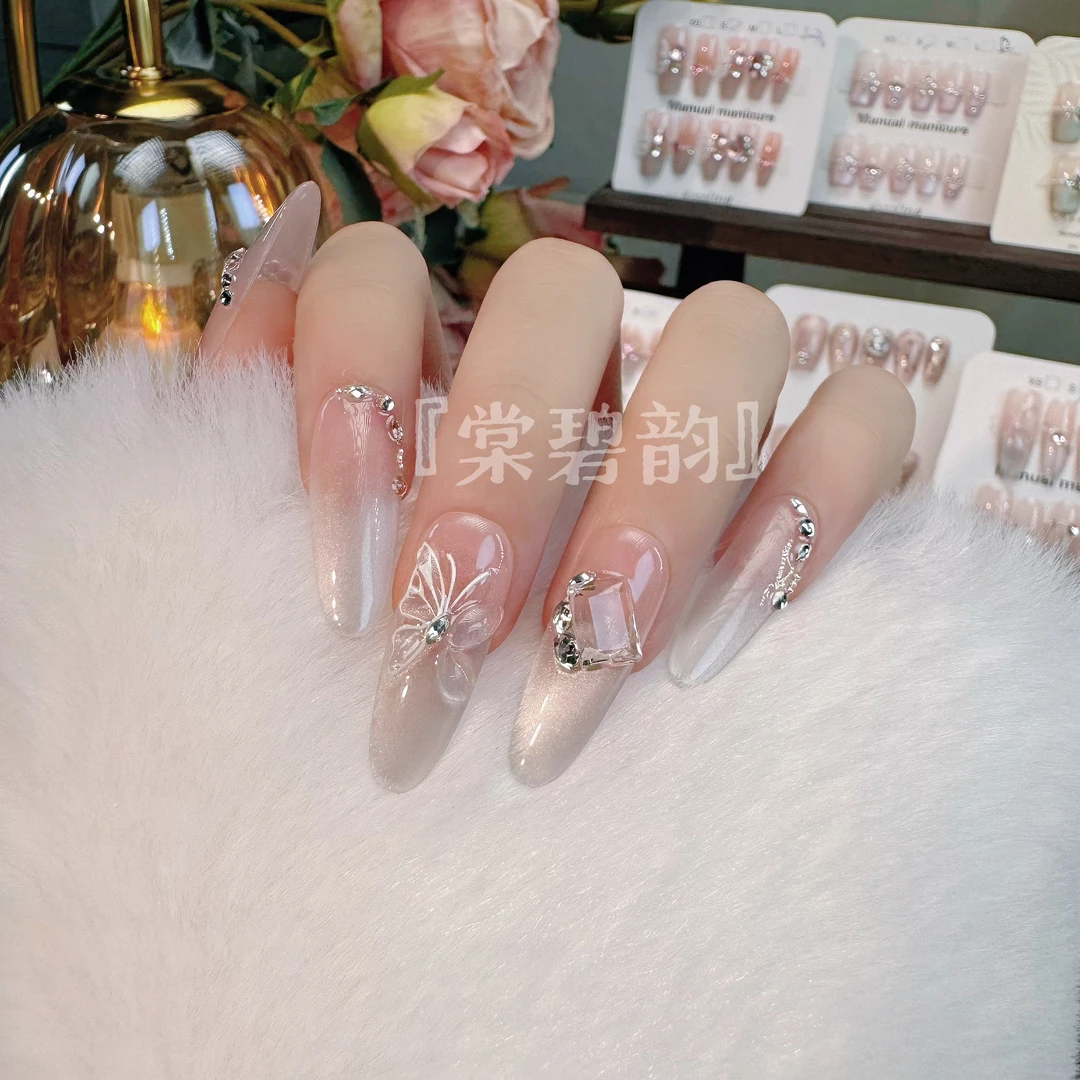 【流光梦蝶】冰透蝴蝶气质显白纯手工穿戴甲片可拆卸小众美甲