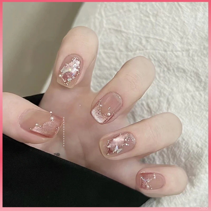 光疗纯手工穿戴甲美甲贴片蝴蝶效应可拆卸重复使用成品