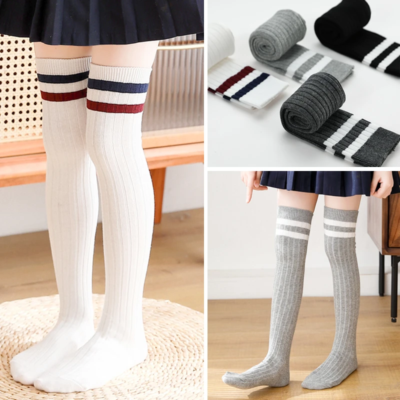 儿童长筒袜过膝春秋冬棉质薄款学院风JK表演女童中筒袜宝宝长袜子