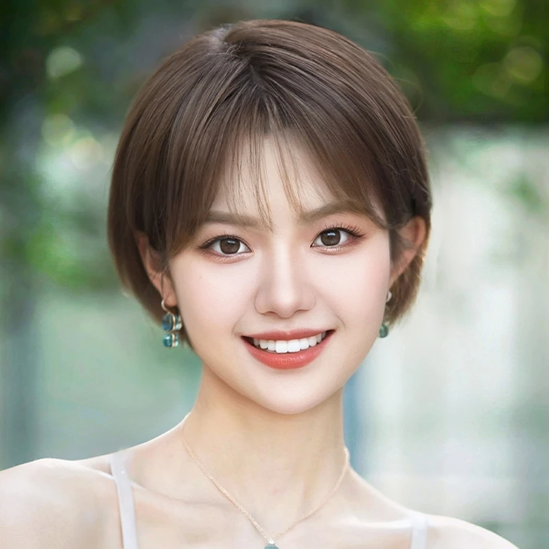 轻薄自然女款假发全真人发丝头套蓬松透气真人发丝假发女款全头套