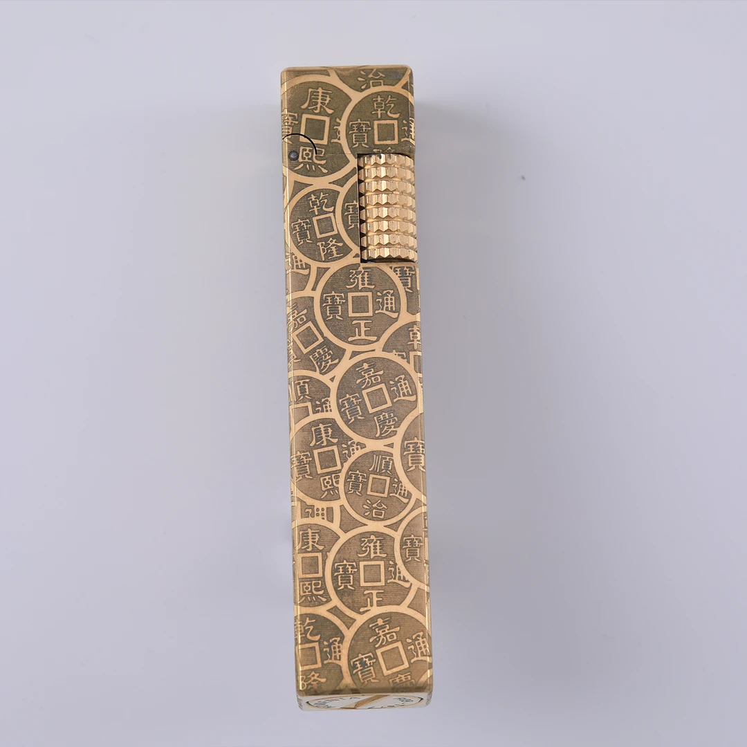 【五帝钱】黄铜立方煤油打火机老式复古经典创意高密封长续航便携