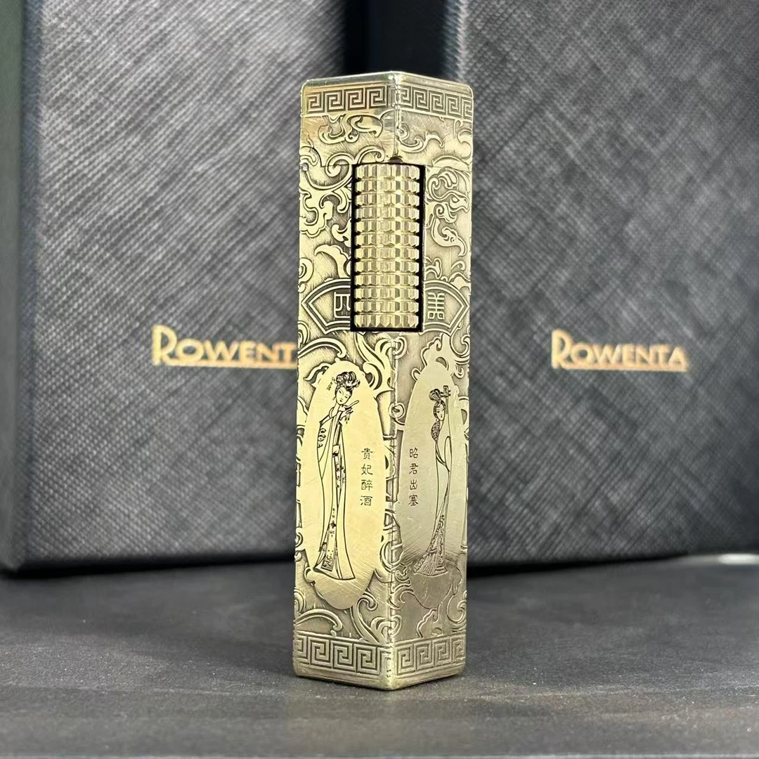 好运达短款四大美女黄铜煤油打火机经典四方柱窄机侧滑轮男士送礼