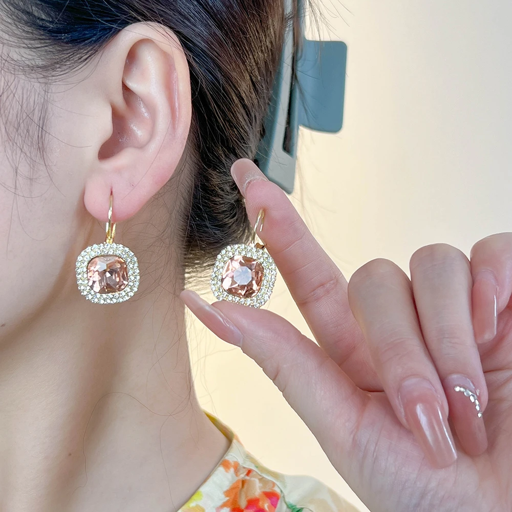 铜合金耳饰 方形耳环气质轻奢百搭高级设计感耳钉耳饰N1788