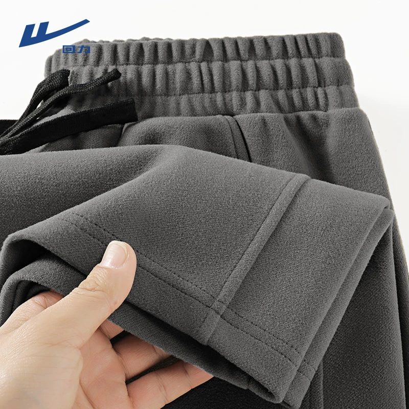 回力毛呢休闲直筒裤男秋冬季2023新款垂感休闲潮流宽松青少年卫裤