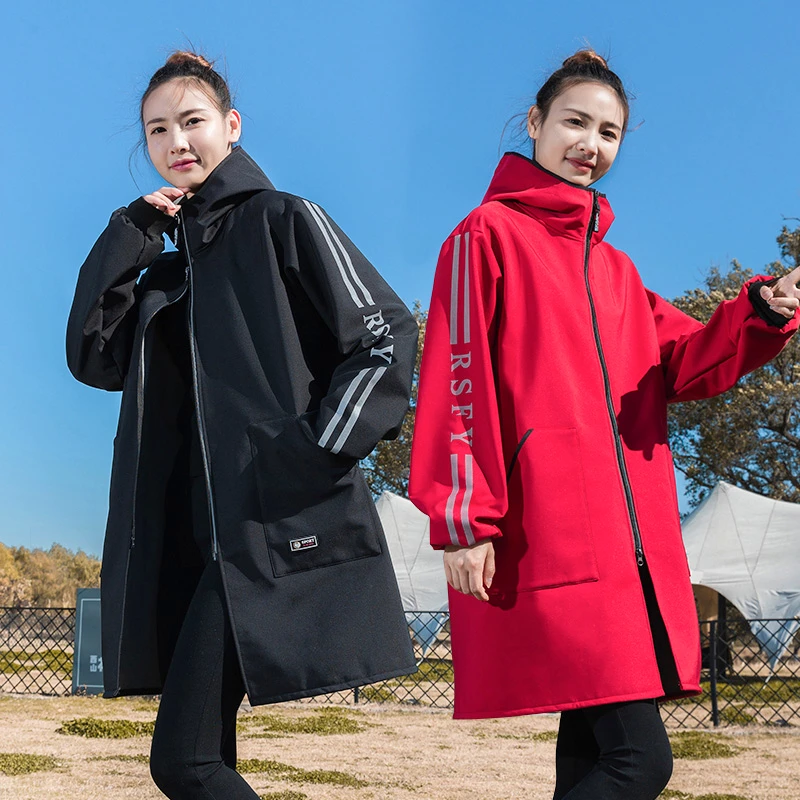 新款长袖围裙防水罩衣加绒保暖工作服秋冬户外抗风御寒锁温棉衣女