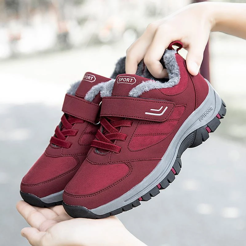 舒适老人鞋中老年人冬季加绒保暖棉鞋防滑短靴女鞋奶奶皮鞋健步鞋