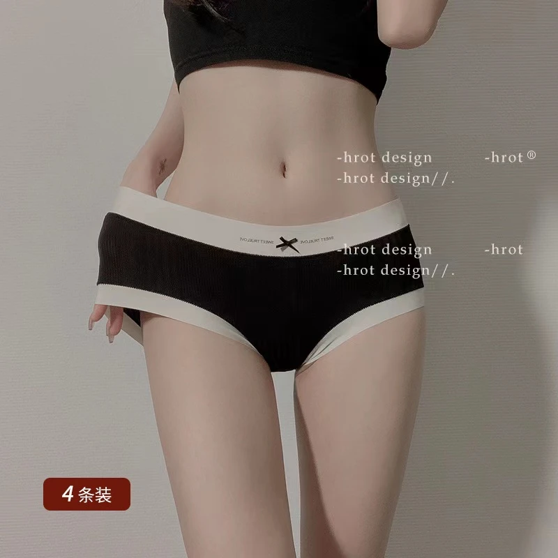 日系莫代尔内裤少女蝴蝶结女士中腰大码无痕纯棉裆舒适透气三角裤