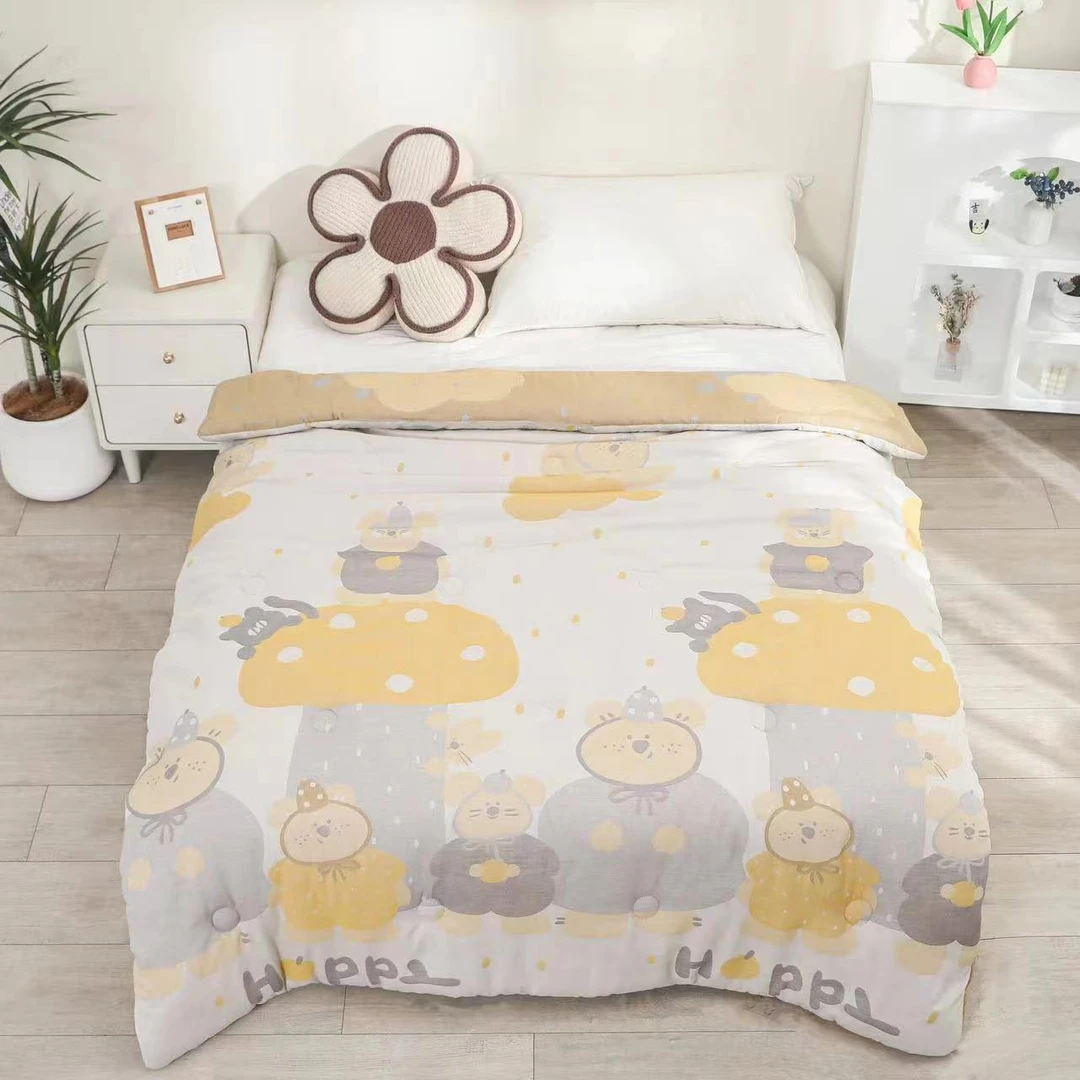 A类纯棉双层纱保暖蘑菇熊