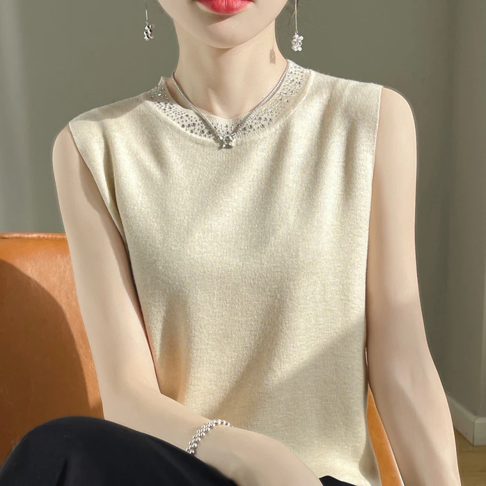 宠粉款~羊毛亮钻无袖百搭背心 【关注发货】