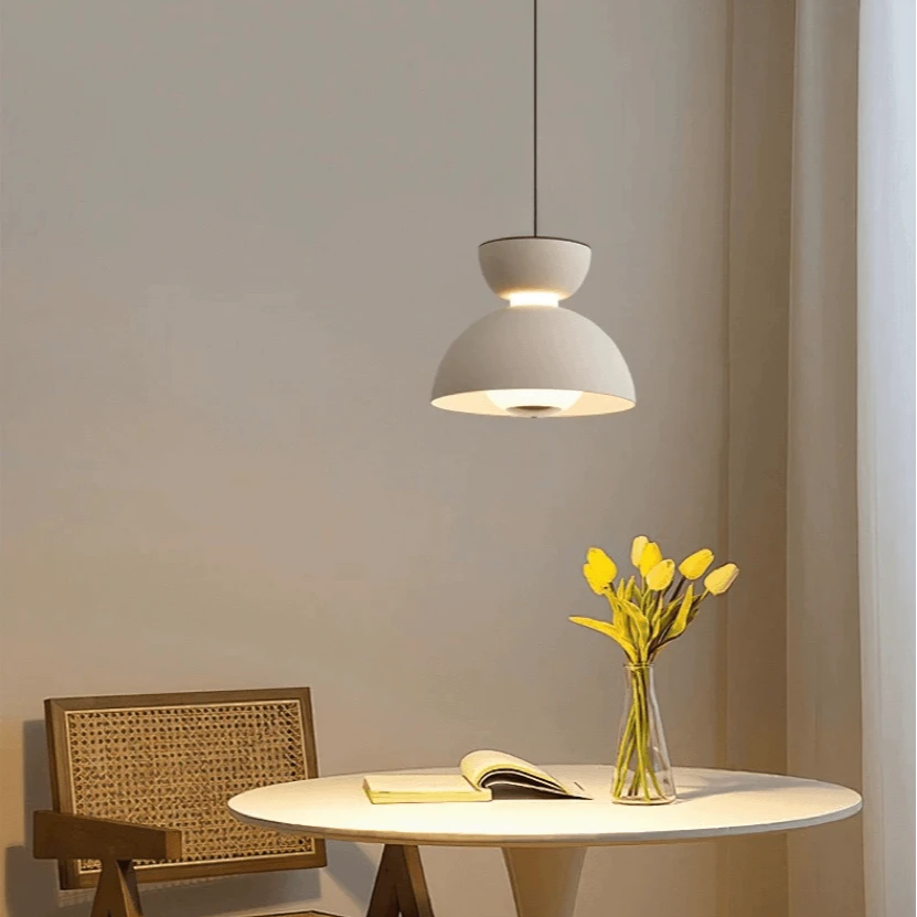 现代简约奶油风丹麦花苞款升降餐厅卧室床头氛围感语音控制小吊灯