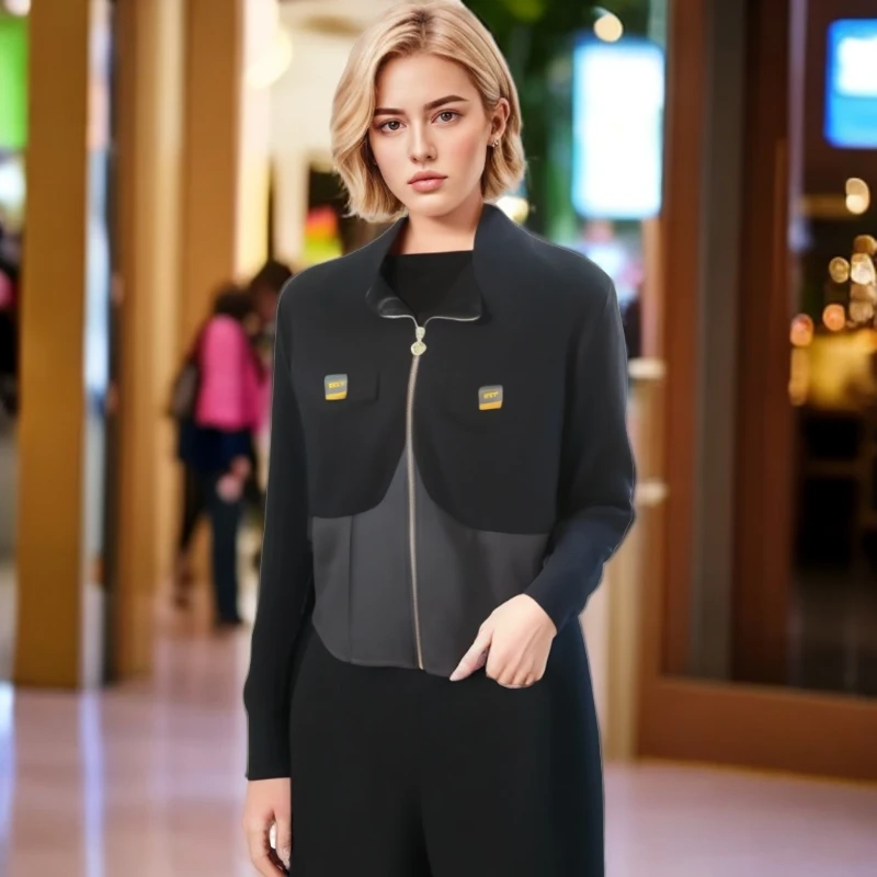 6132 黑色长袖小香风气质时尚套装 C6