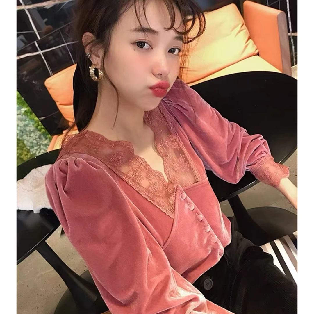 11478 短款气质蕾丝拼接时尚百搭上衣衬衫 W16