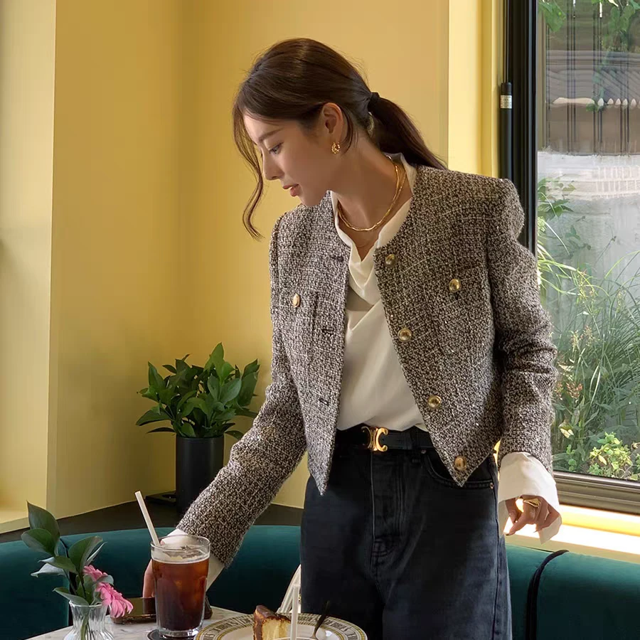 1087 小香风长袖时尚气质百搭外套 F3