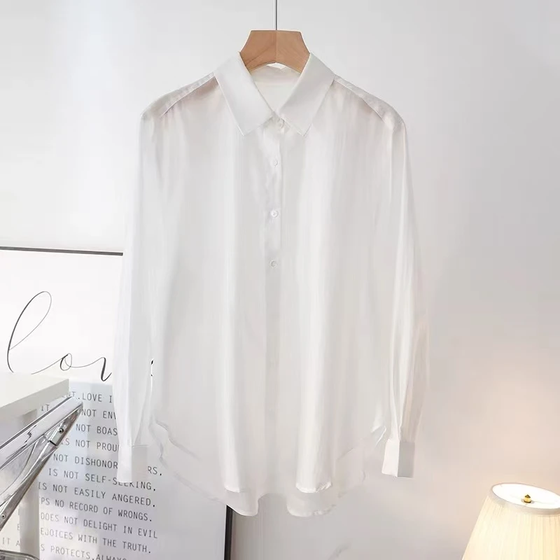 0106 百搭白色净色经典女装衬衫 C3