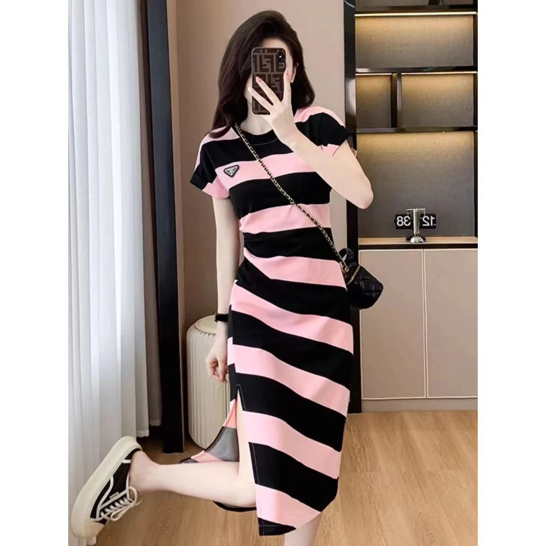 3988 条纹气质显瘦时尚连衣裙 A16