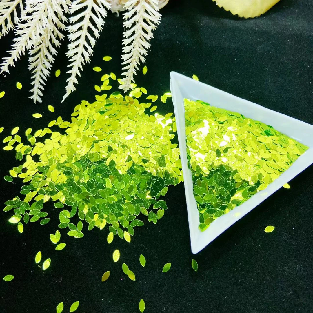 夏季秋香绿4MM树叶美甲亮片马眼眼睛DIY手工滴胶流麻材料装饰贴片