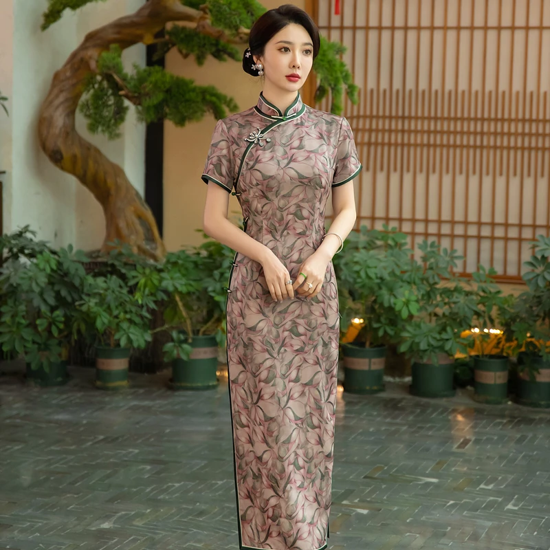 白幼秀3139款民国风优雅日常长款复古夏季显瘦中国风旗袍大码气质