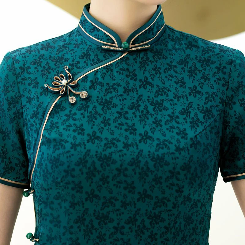 3109款民国风优雅中长款复古夏季显瘦中式旗袍大码气质旗袍