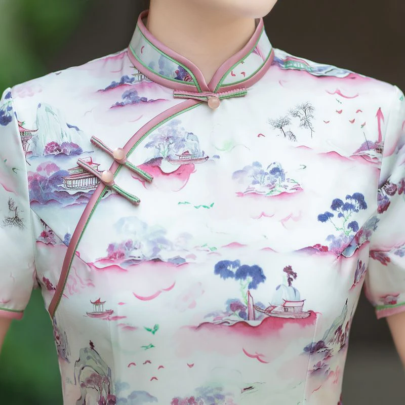 3219款民国风优雅短款复古夏季显瘦中式旗袍大码气质旗袍