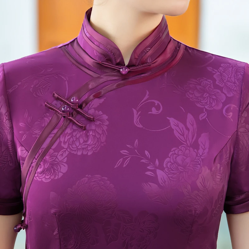 白幼秀3156款民国风优雅中长款复古夏季显瘦中式旗袍大码气质旗袍