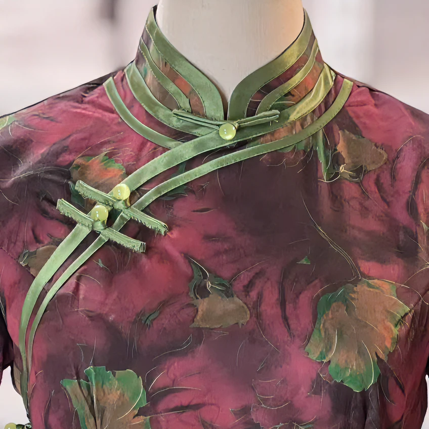 白幼秀中国风旗袍复古优雅中式立领港风款旗袍中国日常旗袍3278