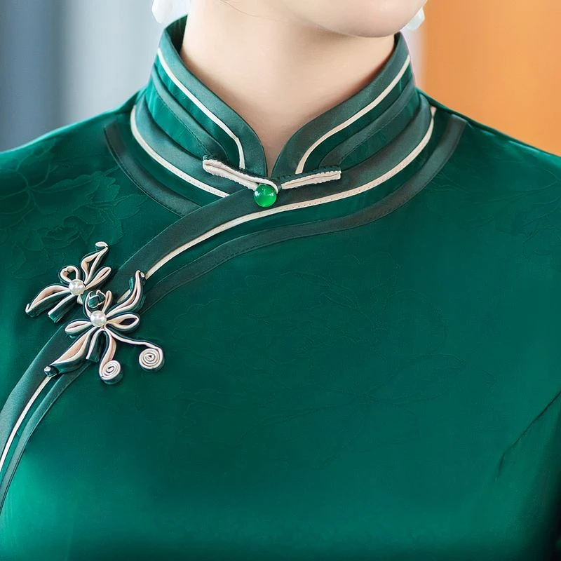 3126民国风优雅中长款复古夏季显瘦中式旗袍大码气质旗袍