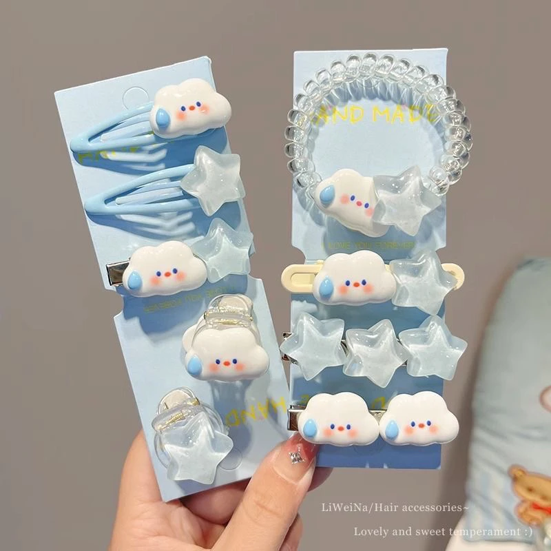 可爱云朵星星甜美好看女侧边刘海夹抓夹刘海夹卡子