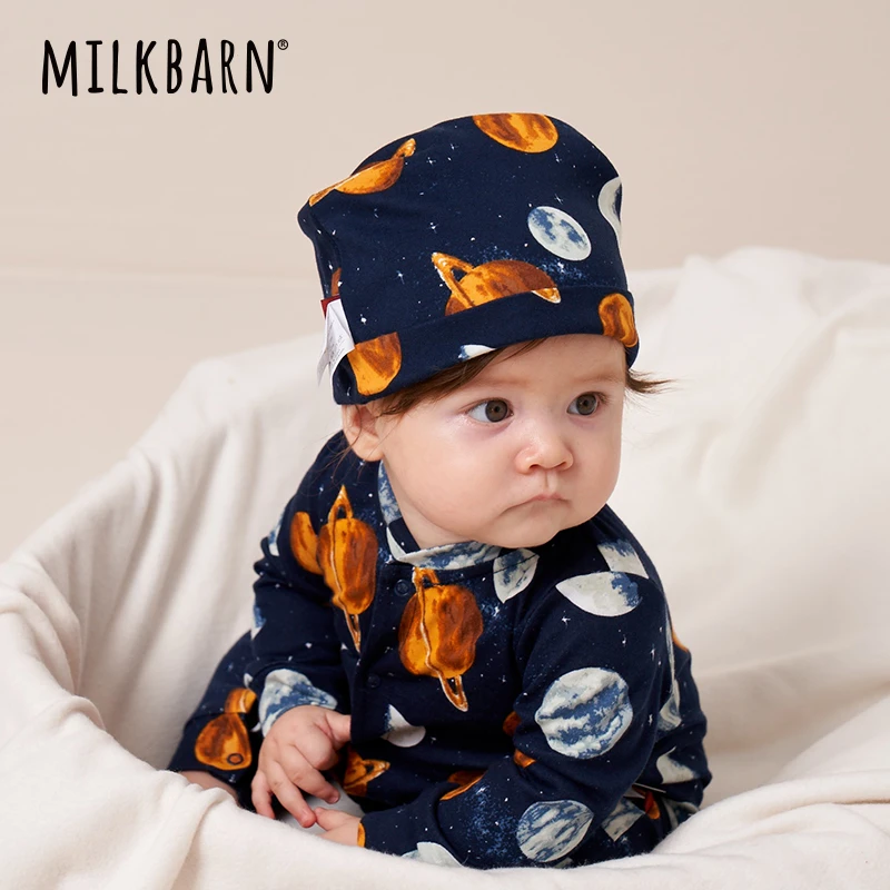 Milkbarn春季新品婴儿帽子宝宝护卤门帽新生婴儿胎帽