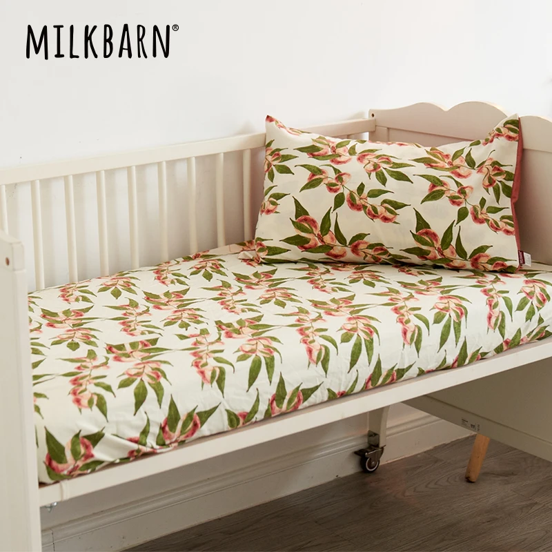 Milkbarn纯棉印花儿童床笠新生婴儿床垫保护套全棉床罩套