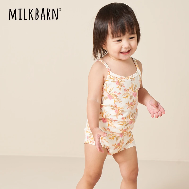 milkbarn儿童小吊带背心女童宝宝薄款婴儿衣服夏季莫代尔棉