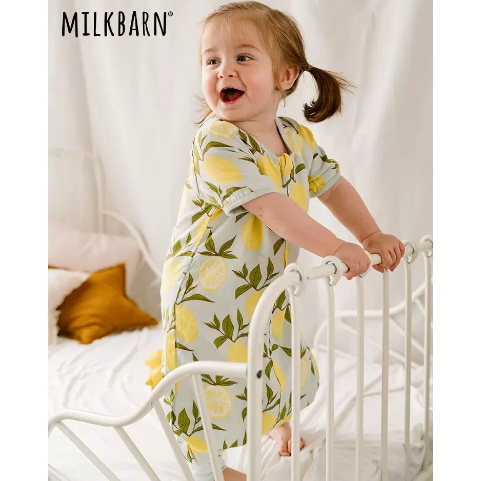 【经典款睡袋】milkbarn婴儿分腿短袖夏季新生儿宝宝防踢被