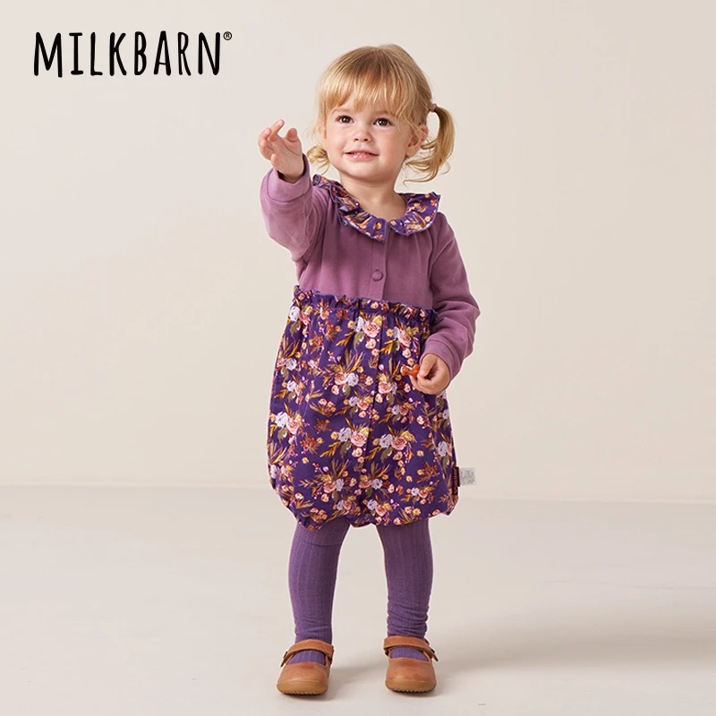 Milkbarn 婴儿长袖连体衣包屁衣女宝宝外出哈衣爬服