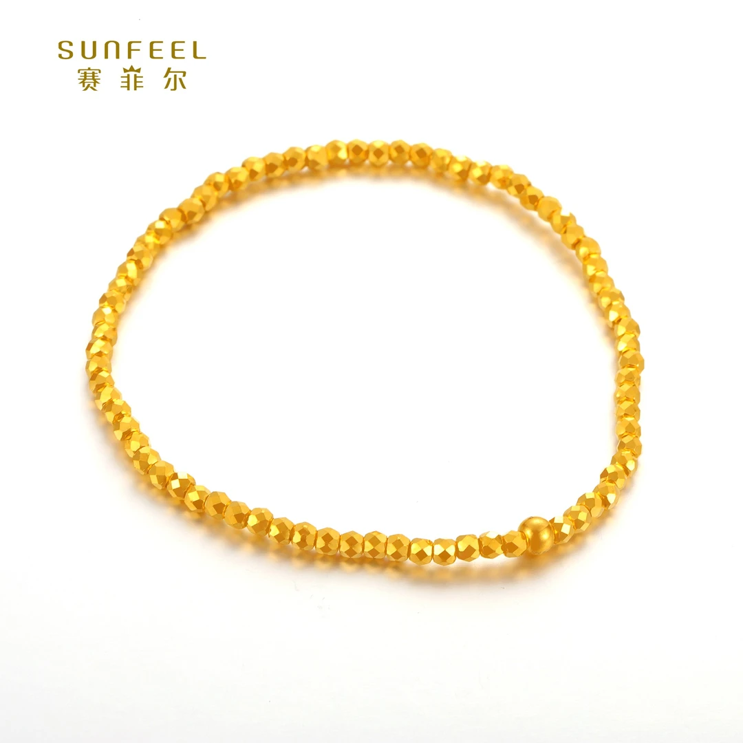 SUNFEEL/赛菲尔【授权店】足金5G金蹦迪珠亮面珠宝手链5GS00125