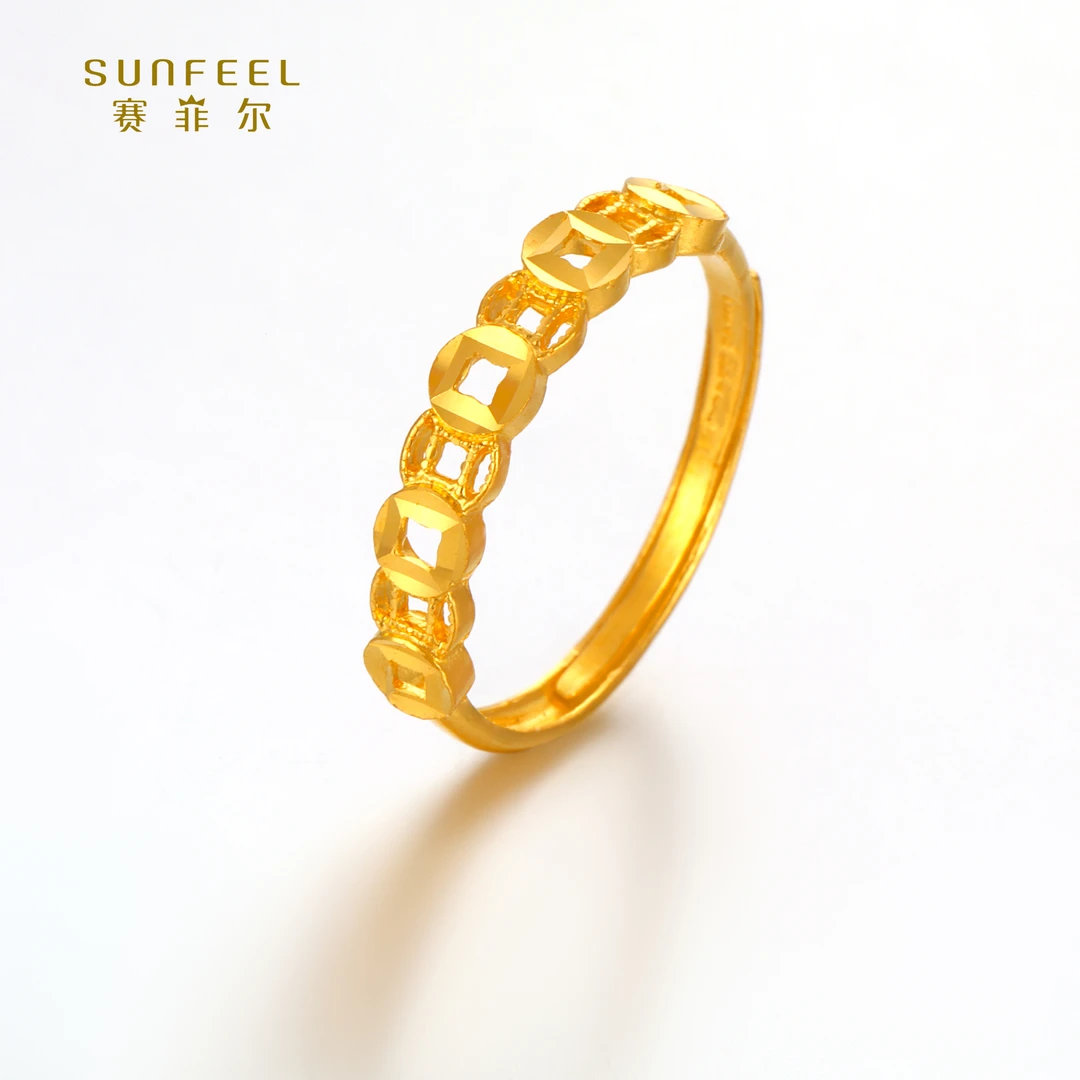 SUNFEEL/赛菲尔【授权店】足金艺术铜钱戒指HJ01020594