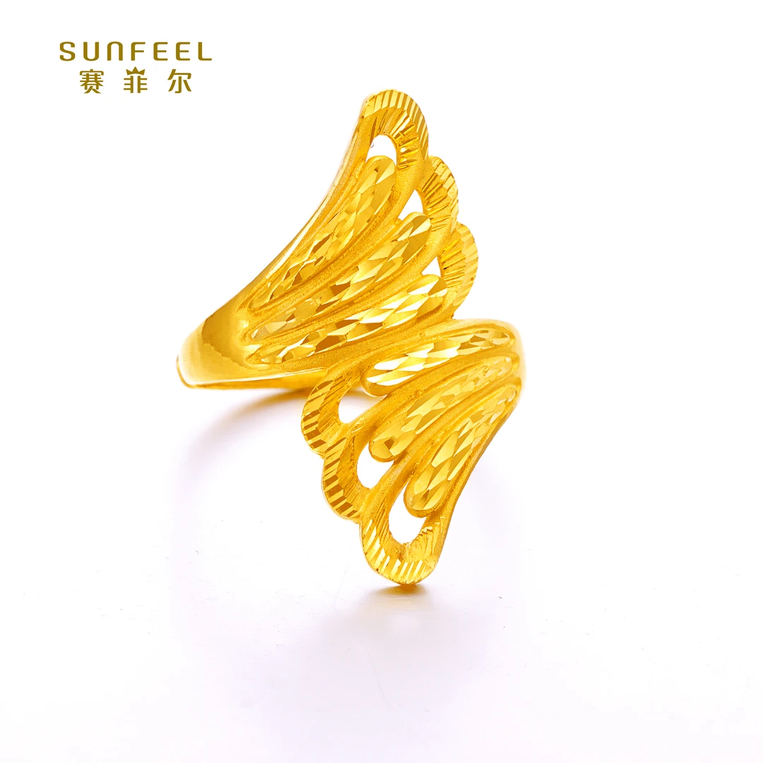 SUNFEEL/赛菲尔【九店】足金车花两面艺术凤尾戒指HJ050717