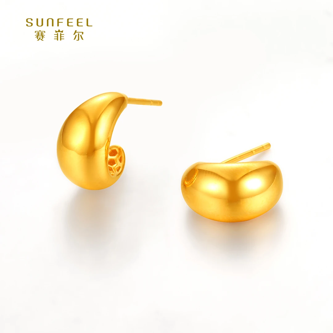 SUNFEEL/赛菲尔【四店】足金琦光金C型耳钉HR34010789