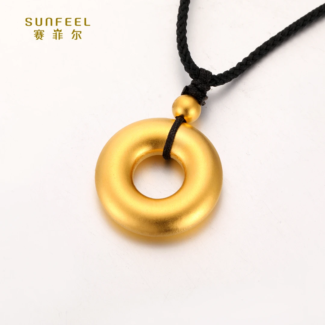 SUNFEEL/赛菲尔【十一店】足金古法金平安扣吊坠HD010748