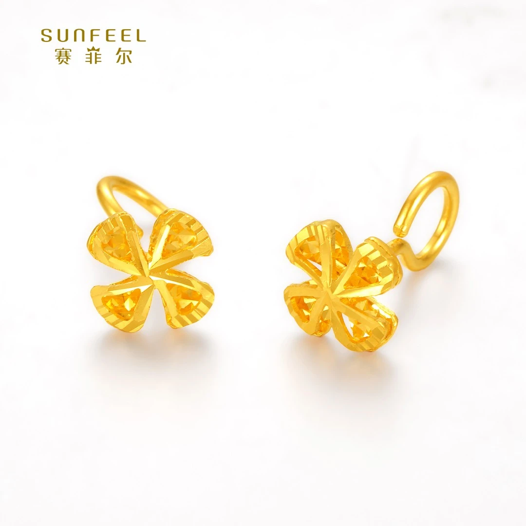 SUNFEEL/赛菲尔【八店】足金时尚四叶草耳钉HR20010847