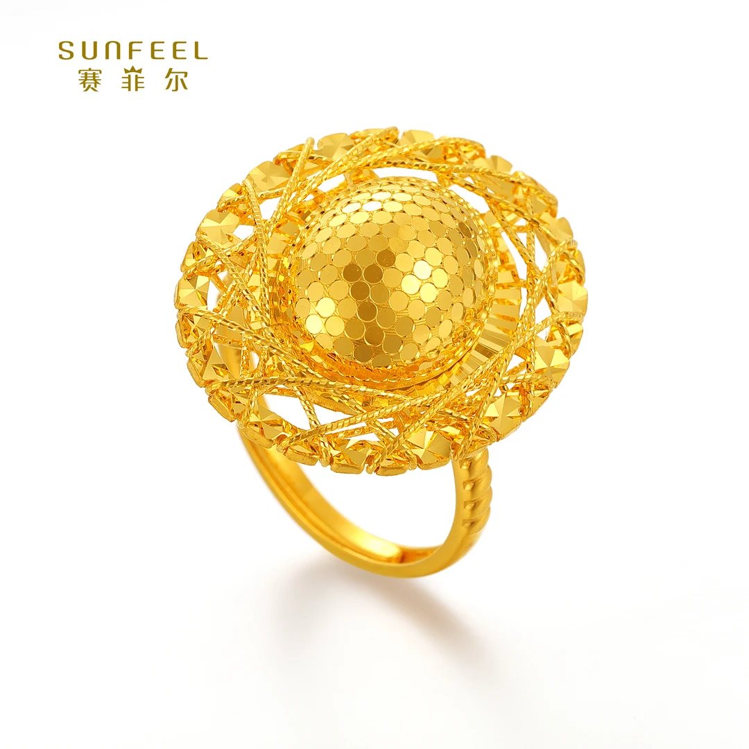 SUNFEEL/赛菲尔【授权店】足金闪光金花丝椭圆戒指HJ20020574