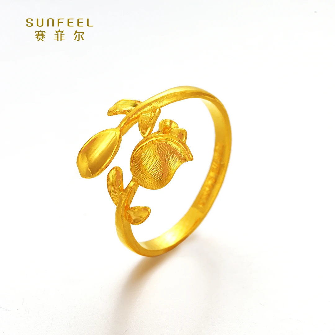 SUNFEEL/赛菲尔【授权店】足金郁金香艺术戒指HJ01051766