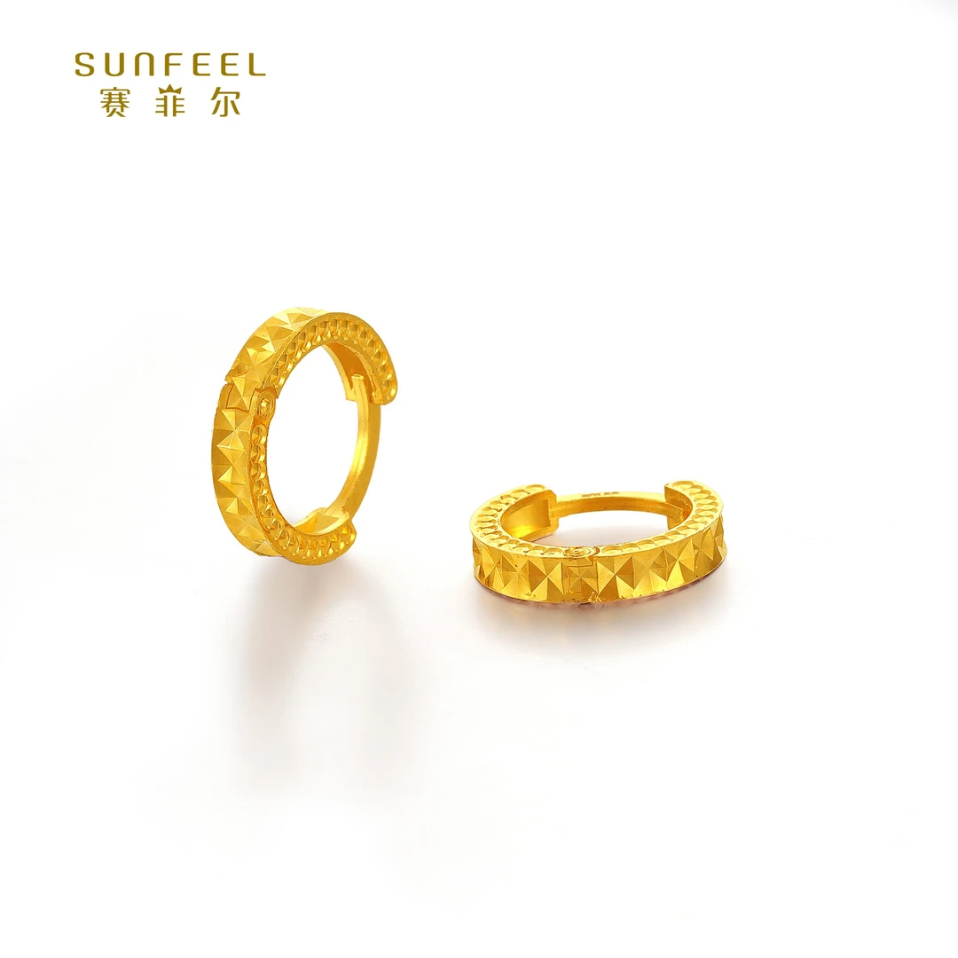 SUNFEEL/赛菲尔【八店】足金5G“菱形仿钻耳扣”5GE00454